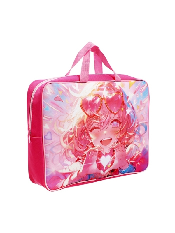 Папка с ручками текстильная А4, 360&times;245&times;70 мм, Calligrata TOP &laquo;В розовых очках&raquo;