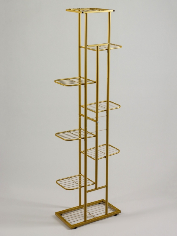 Подставка для цветов Greengo, 8 полок, 43 &times; 22 &times; 141 см, напольная, металл, цвет золотой