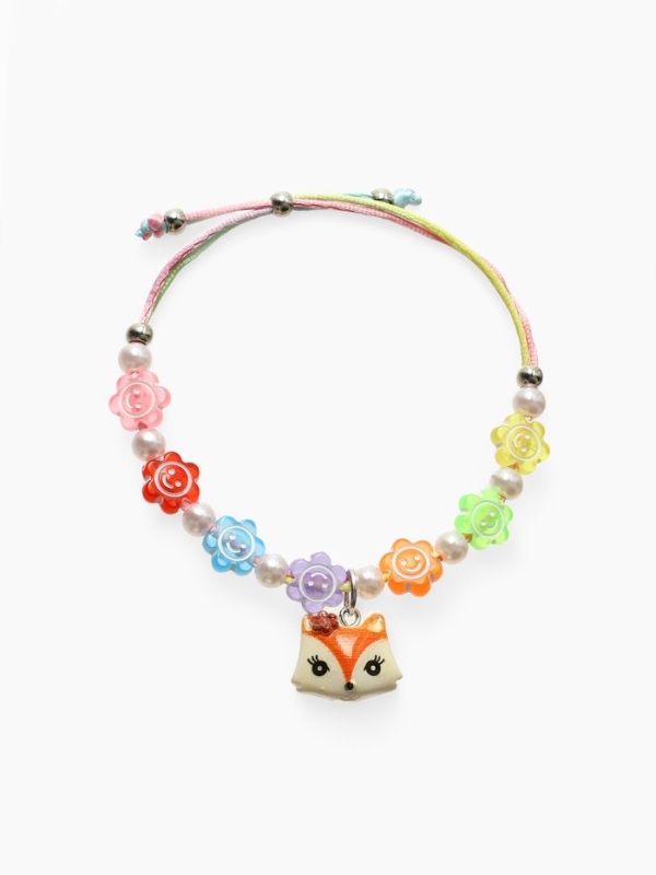 Браслет детский Браслет детский "Выбражулька" на затяжке, лиса с бусинами смайлы, цветной