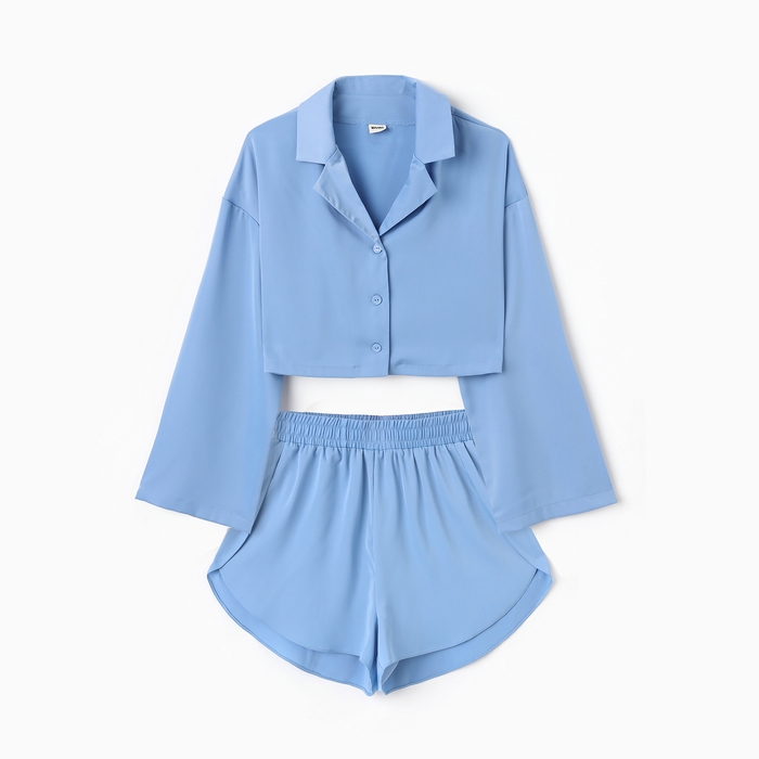 Комплект (сорочка, шорты) женская MINAKU:  Home collection цвет небесно-голубой , р-р 48