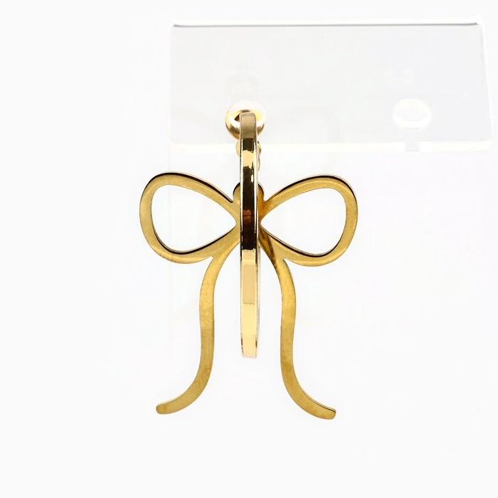 Серьги - кольца с подвесом бантом &laquo;Limited edition&raquo;, 3 см
