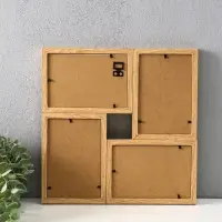 Фоторамка пластик на 4 фото 10х15 см "Двухцветная" бук и белый 30х30х2 см