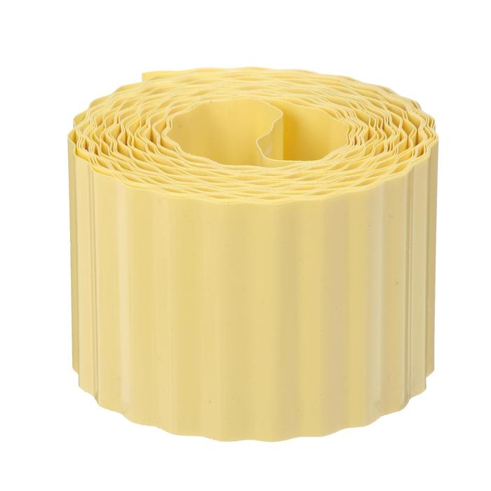 Лента бордюрная, 10 см &times; 9 м, толщина 0.6 мм, пластиковая, гофра, жёлтая, Greengo