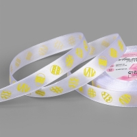 Лента атласная 15мм*25&plusmn;1ярд(23м&plusmn;1м) яйца белый №1 АУ