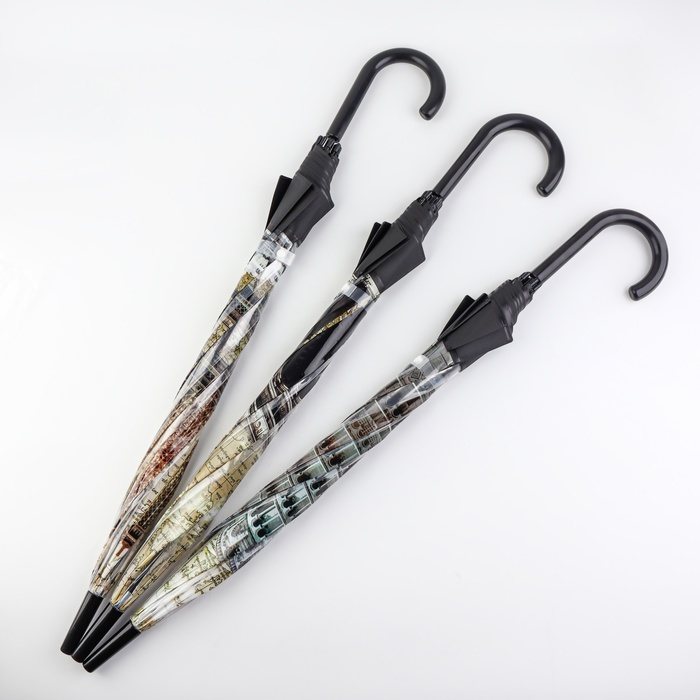 Зонт - трость полуавтоматический «Башни», 8 спиц, R = 42/60 см, D = 120 см, цвет МИКС Зонт - трость полуавтоматический «Башни», 8 спиц, R = 42/60 см, D = 120 см, цвет МИКС