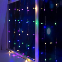 Гирлянда &laquo;Занавес&raquo; 1 &times; 1 м роса, IP20, серебристая нить, 100 LED, свечение мульти, 12 В
