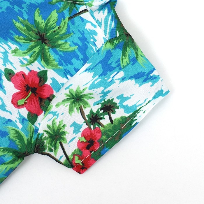 Рубашка для собак "Тропики", M (ДС 26, ОГ 34, ОШ 25 см), голубая