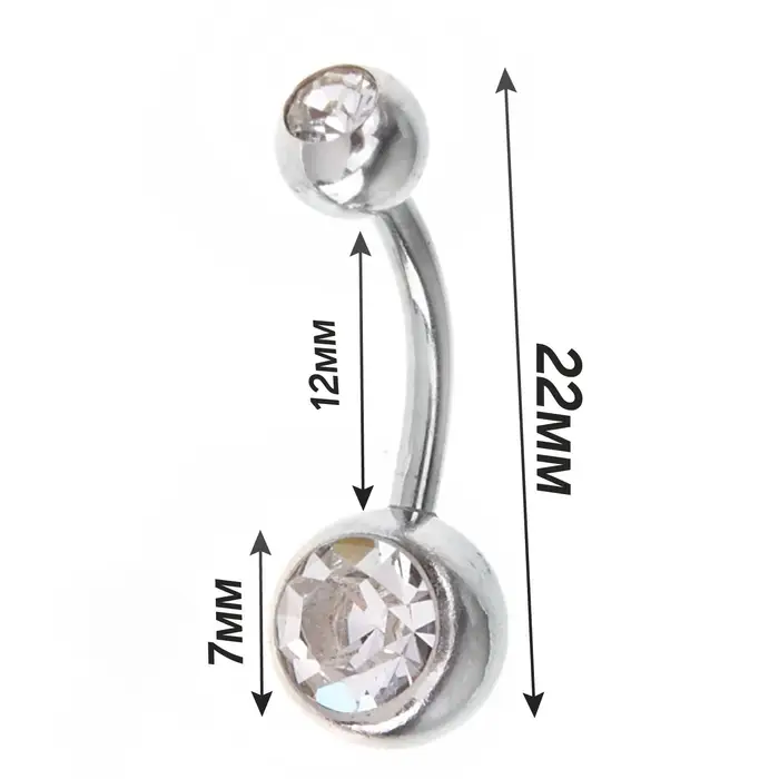 Пирсинг в пупок &laquo;Банан&raquo;, L=2.2 см, белый в серебре, фасовка 20 шт.