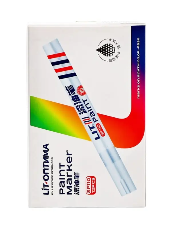 Маркер-краска, лаковый наконечник, пулевидный 4 мм, ширина линии 2.5 мм, белая, цена за 1 штуку