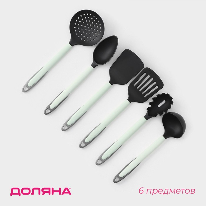 Набор кухонных принадлежностей Доляна «Софти», 6 предметов, цвет МИКС Набор кухонных принадлежностей Доляна «Софти», 6 предметов, цвет МИКС