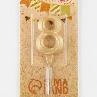 Свеча в торт &laquo;Театральная&raquo;, цифра 8, золотой металлик