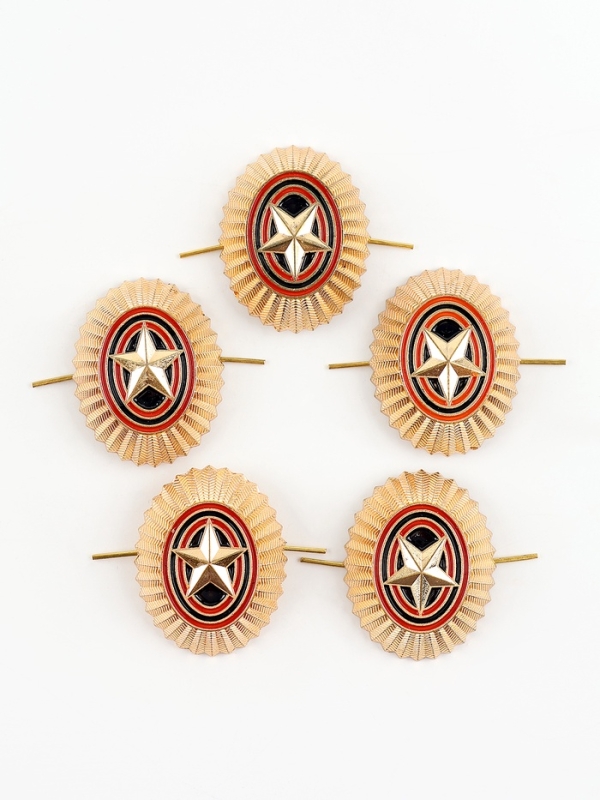 Кокарда со звездой простая овальная 3х4 см, металл, 5 шт.