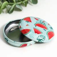 Шкатулка металл круглая "Фрукты и овощи" фасовка 12 шт 1,8х7х7 см