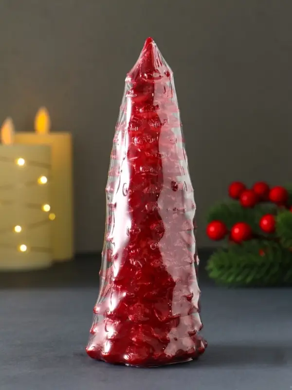 Свеча "Ель большая" 160х60 мм лак, красная