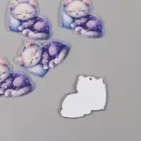 Декор для творчества акрил "Котёнок в пижамке сладко спит на подушке" 2,9х3,4х0,3 см