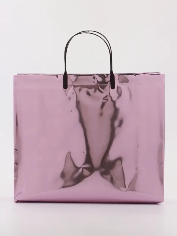 Пакет подарочный ПВХ, голография, розовый, пластиковая ручка, 32&times;28&times;11 см