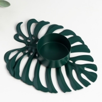 Подсвечник металл на 1 свечу "Лист монстеры" свеча d=4 см зелёный 2х10х12,3 см Подсвечник металл на 1 свечу "Лист монстеры" свеча d=4 см зелёный 2х10х12,3 см