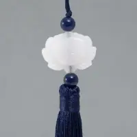 Подвеска текстиль, пластик "Кисть. Лотос" тёмно-синяя 1,2х2,7х14,5 см