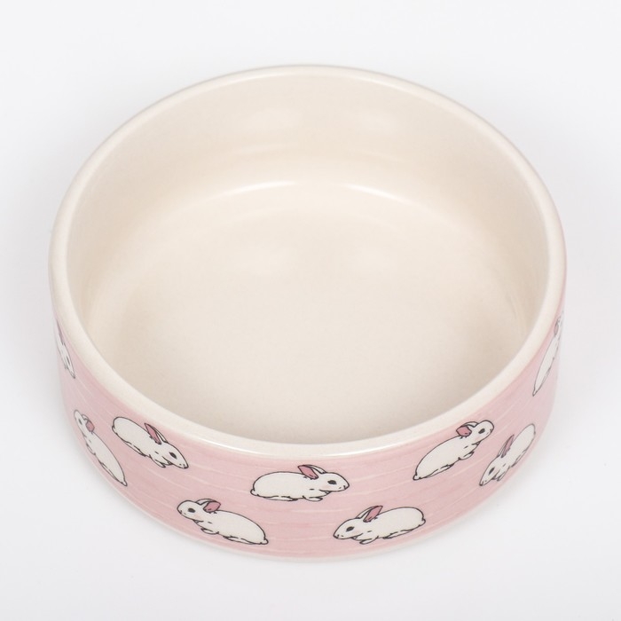 Миска керамическая "Кролики" 200мл, 10,5 х 4 см, розовая