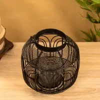 Подсвечник фонарь со стеклянной колбой 19х19х19,5 см, d 8,5 см, металл, цв. Чёрный