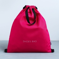 Мешок для обуви, розовый, два вида ручек, текстиль 30&times;40 см