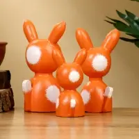 Набор сувенирный &laquo;Зайки&raquo;, h=15 см, h=13 см, h=10 см, дерево, оранжевый