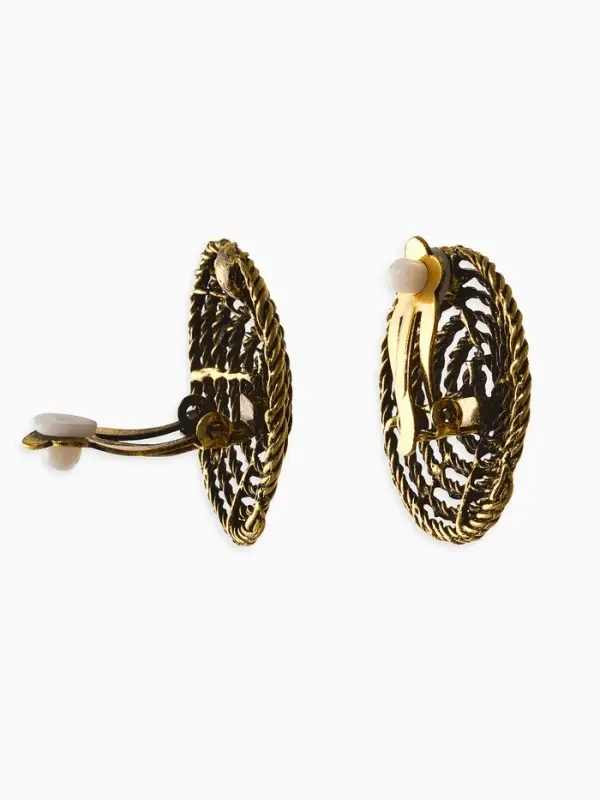 Клипсы "Винтаж" круг из веревки, цвет чернёное золото