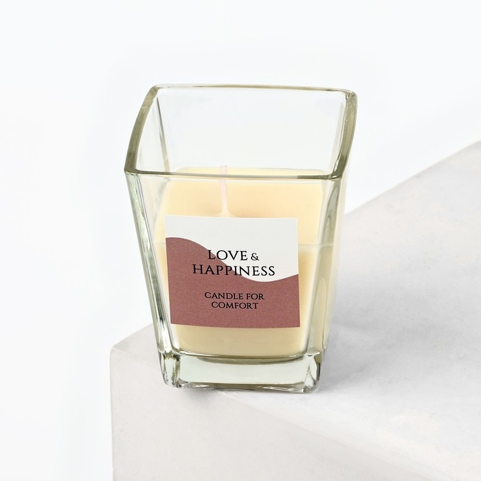Свеча ароматическая в стекле &laquo;Happiness&raquo;: грейпфрут и мёд, 6,8 х 8 см.