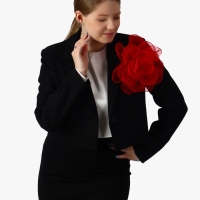 Брошь текстильная &laquo;Цветок&raquo; объемный, невесомый,цвет красный