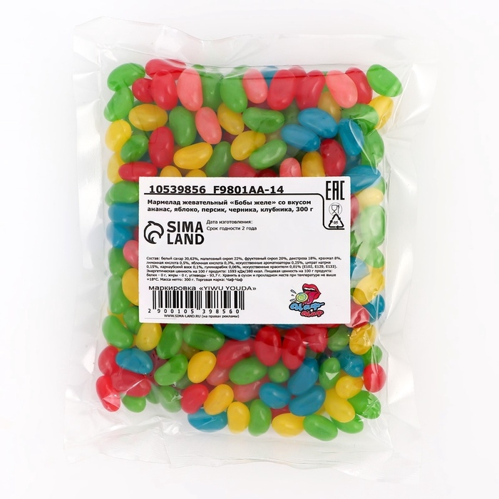 Мармелад жевательный Мармелад жевательный "Бобы желе" с фруктово-ягодным вкусом, 300 г