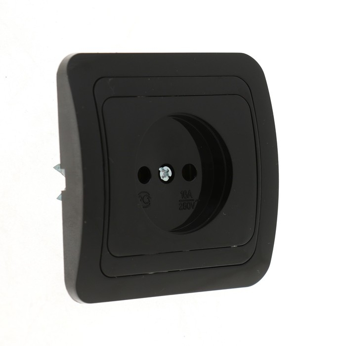 Розетка одноместная Luazon Lighting Розетка одноместная Luazon Lighting "Орион", 10 А, скрытая, без з/к, черная