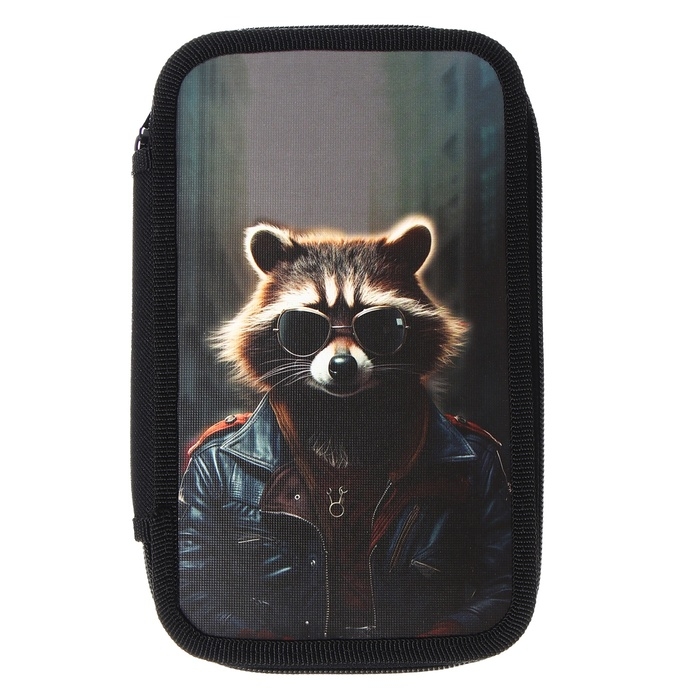 Пенал 2 секции, 125 х 205 х 40 мм, Calligrata 30П26/2 "Енот", ламинированный картон