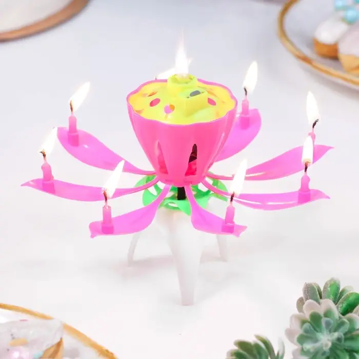 Свеча для торта музыкальная &laquo;Тюльпан&raquo;, розовая, 12&times;5 см