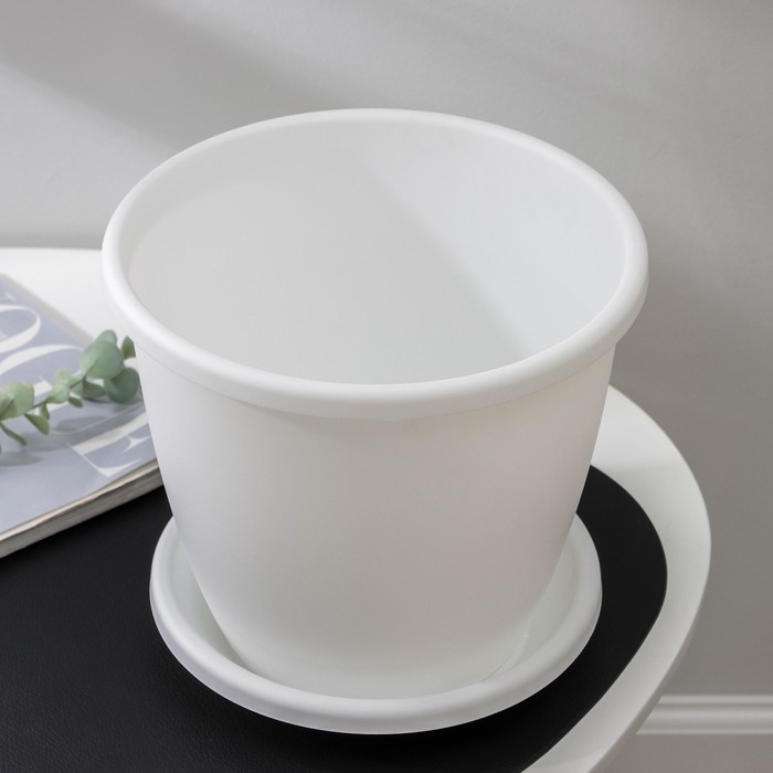 Горшок для цветов с поддоном «Афина», 5,5 л, пластиковый, цвет белый Горшок для цветов с поддоном «Афина», 5,5 л, пластиковый, цвет белый