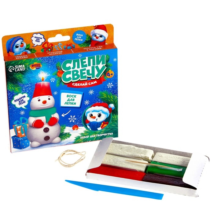 Свеча своими руками на новый год &laquo;Снеговик в колпаке&raquo;, набор для творчества