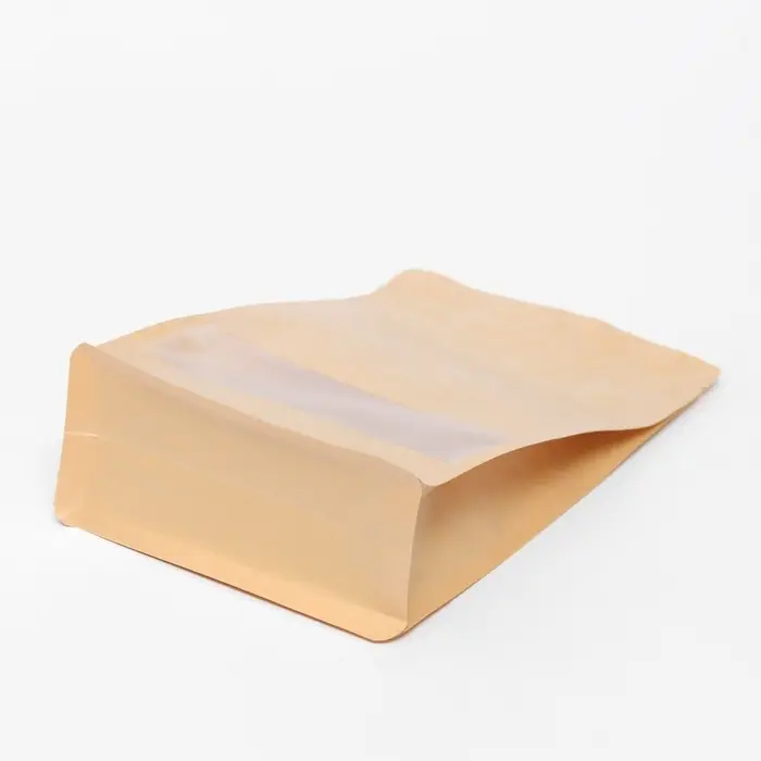 Пакет Zip - lock Крафт с плоским дном, прямоугольное окно, 16&times;26 см