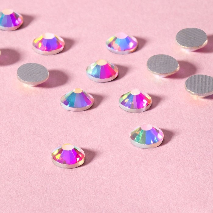 Стразы термоклеевые &laquo;Усечённый конус&raquo;, с голографией, стеклянные, SS20, d = 4,6 мм, 100 шт