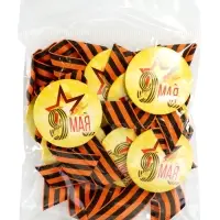 Значок закатной с георгиевской лентой &laquo;9 мая&raquo;