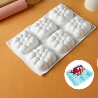 Форма для выпечки и муссовых десертов KONFINETTA &laquo;Облачко&raquo;, силикон, 30&times;18,8&times;3,5 см, 6 ячеек (7,4&times;7,4 см), цвет белый