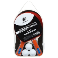 Набор для настольного тенниса BOSHIKA Premier: 2 ракетки, 3 мяча, 3 звезды, в чехле, цвета микс