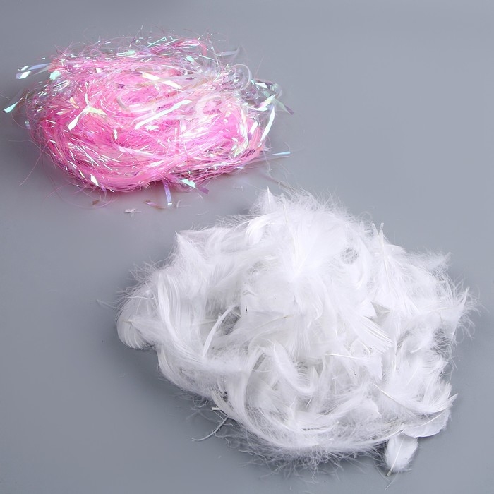 Набор для творчества и декора &laquo;Перья белые + наполнитель&raquo;, цвет розовый