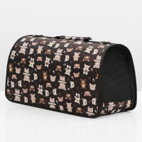 Сумка-переноска каркасная "Медвежонки", размер L, 53 х 21 х 29 см, чёрный