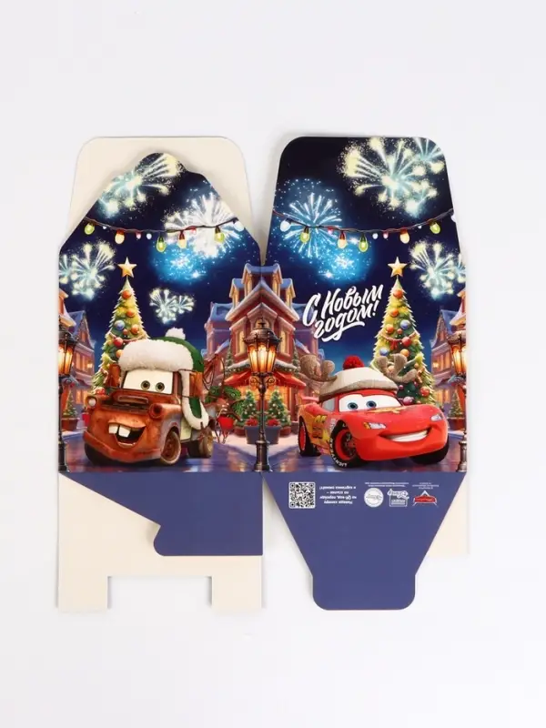 Коробка складная "С Новым годом!", Тачки , 12 х 12 х 12 см