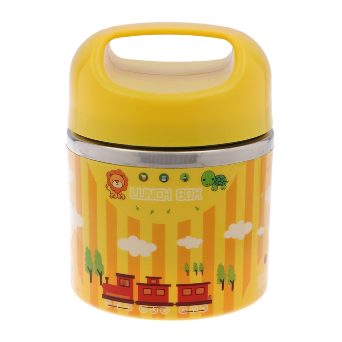 Ланч-бокс Ланч-бокс "В мире зверей", 630 мл, сохраняет тепло 3 ч, 11 х 15 см, желтый