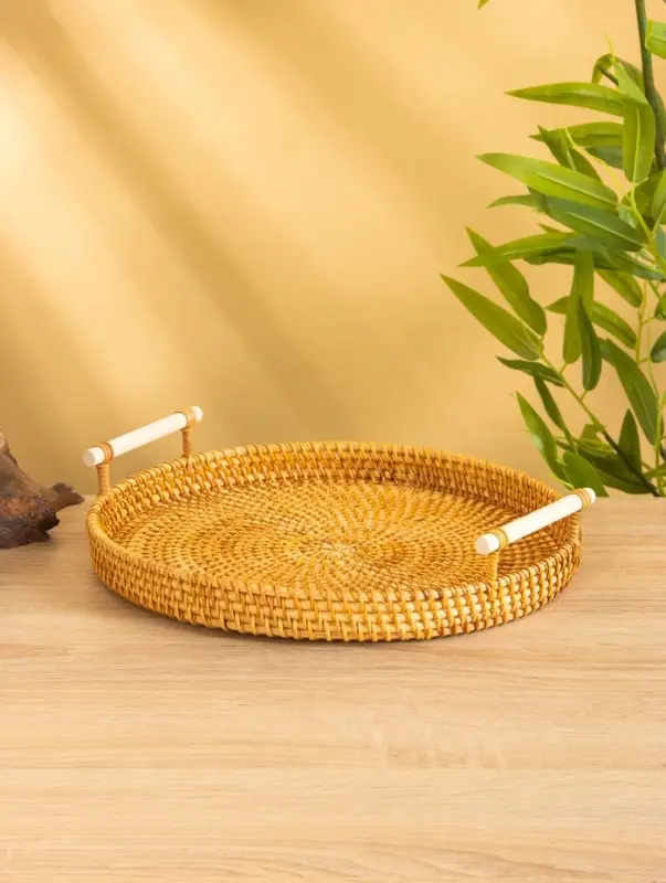 Поднос плетёный 28х28х3 см, ротанг