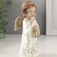 Сувенир полистоун "Ангелочек в платье со звёздами, с фонарём 7х5х13 см