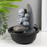 Фонтан настольный от сети, подсветка "Маленький хотей с чётками у скалы" 16х16х19 см Фонтан настольный от сети, подсветка "Маленький хотей с чётками у скалы" 16х16х19 см