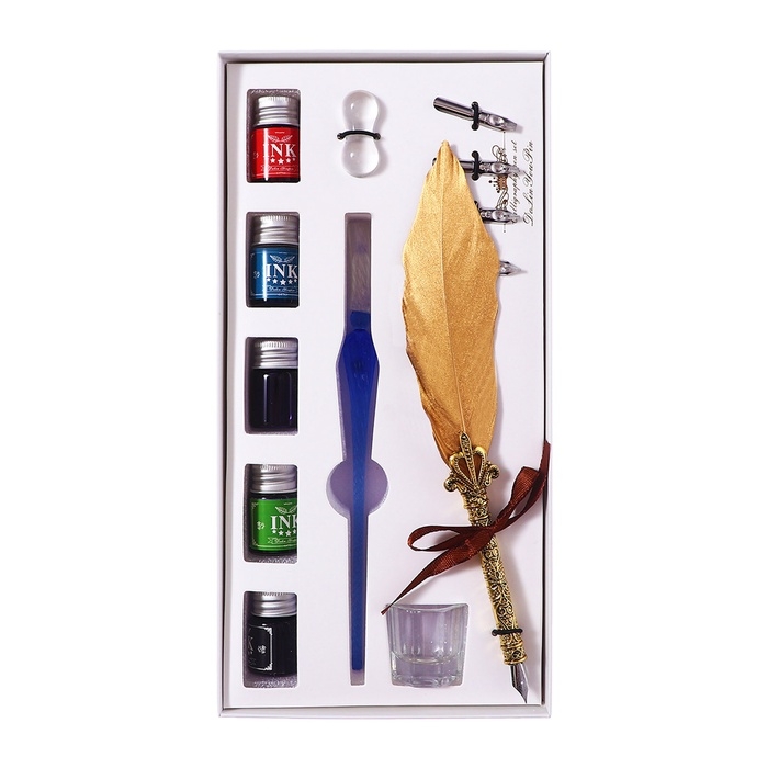 Набор для каллиграфии,перьевая и стеклянная ручка,чернила,подставка,перья 5 шт,чернильница Набор для каллиграфии,перьевая и стеклянная ручка,чернила,подставка,перья 5 шт,чернильница