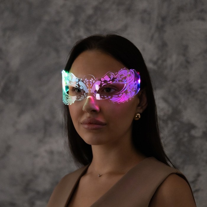 Светодиодные очки Светодиодные очки "Маскарад", 16.5x7x15,5 см, CR2032x2 (в компл.), 3 режима, RGB
