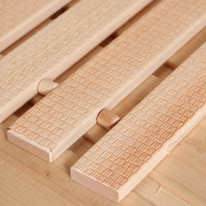 Коврик- сидушка для бани из липы, тиснение Плетёнка, 42х35х1 см